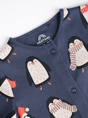 Navy Baby Matching Family Christmas Penguin Zip 100% Cotton Sleepsuit (0mths-2yrs) - Image 4 of 10