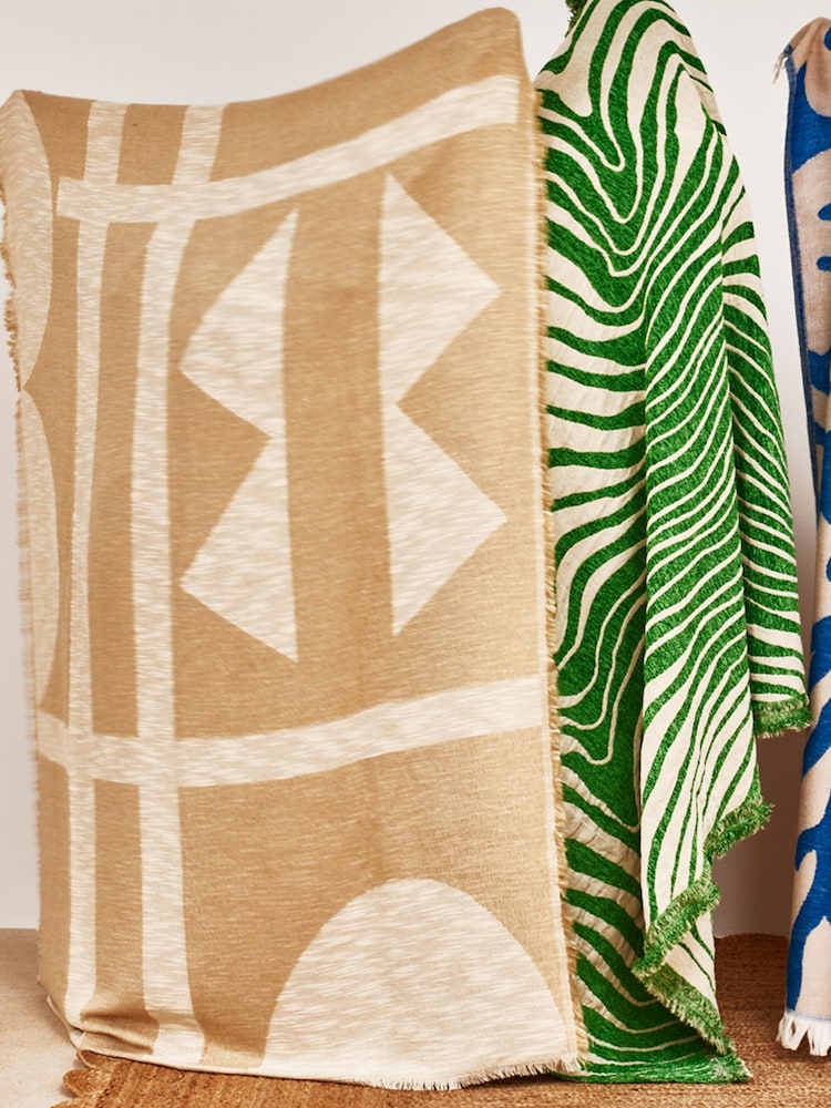 Oliver Bonas Cream Leo Jacquard Throw - Image 1 of 4