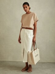 Reiss Neutral Lois Cotton Crew Neck T-Shirt - Image 3 of 5