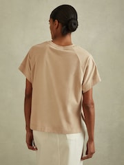 Reiss Neutral Lois Cotton Crew Neck T-Shirt - Image 4 of 5