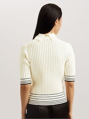 Ted Baker Cream Morliee Puff Sleeve Fitted Sweater - Image 2 of 5
