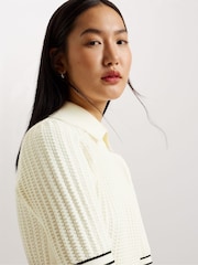 Ted Baker Cream Morliee Puff Sleeve Fitted Sweater - Image 4 of 5