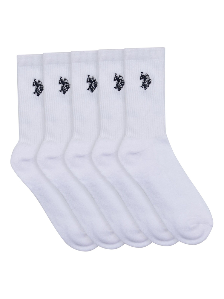 U.S. Polo Assn. 100% Cotton Classic Sports Socks 5 Pack - Imagen 1 de 3