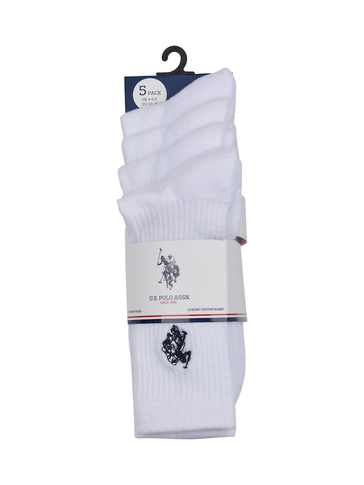 U.S. Polo Assn. 100% Cotton Classic Sports Socks 5 Pack - Imagen 2 de 3