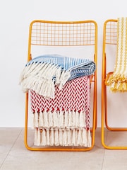 Oliver Bonas Red Alma Woven Herringbone Throw - Image 1 of 4