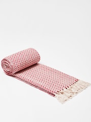 Oliver Bonas Red Alma Woven Herringbone Throw - Image 2 of 4