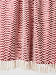 Oliver Bonas Red Alma Woven Herringbone Throw - Image 4 of 4