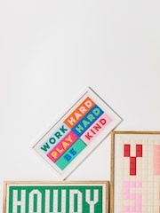 Oliver Bonas Multi Work Hard Applique Fabric Framed Wall Art - Image 1 of 4