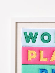 Oliver Bonas Multi Work Hard Applique Fabric Framed Wall Art - Image 4 of 4