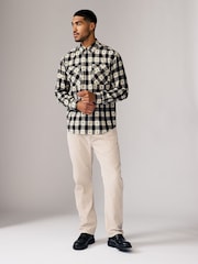 Black/White 100% Cotton Navajo Style Check Long Sleeve Shirt - Image 4 of 8