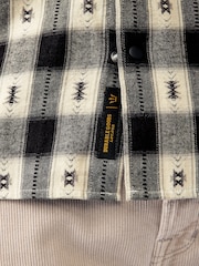 Black/White 100% Cotton Navajo Style Check Long Sleeve Shirt - Image 5 of 8