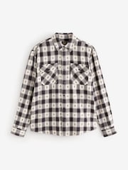Black/White 100% Cotton Navajo Style Check Long Sleeve Shirt - Image 6 of 8