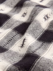 Black/White 100% Cotton Navajo Style Check Long Sleeve Shirt - Image 8 of 8