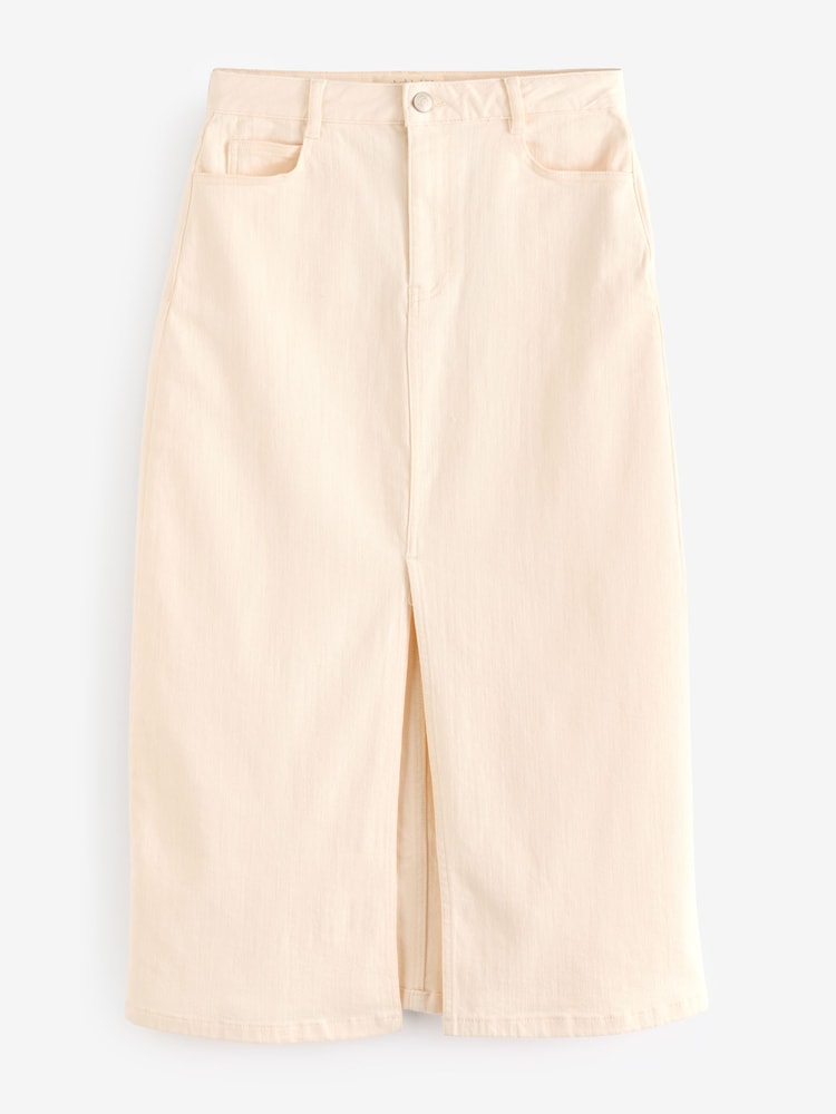 Nobody's Child Brown Midi Denim Column Skirt - Image 1 of 5