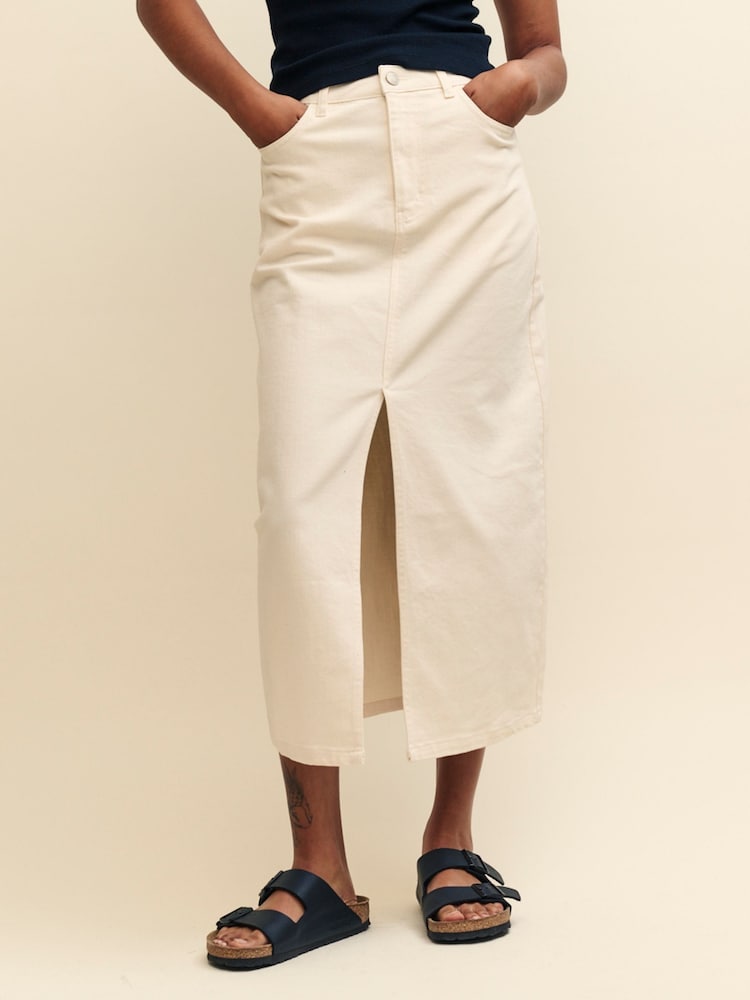 Nobody's Child Brown Midi Denim Column Skirt - Image 2 of 5