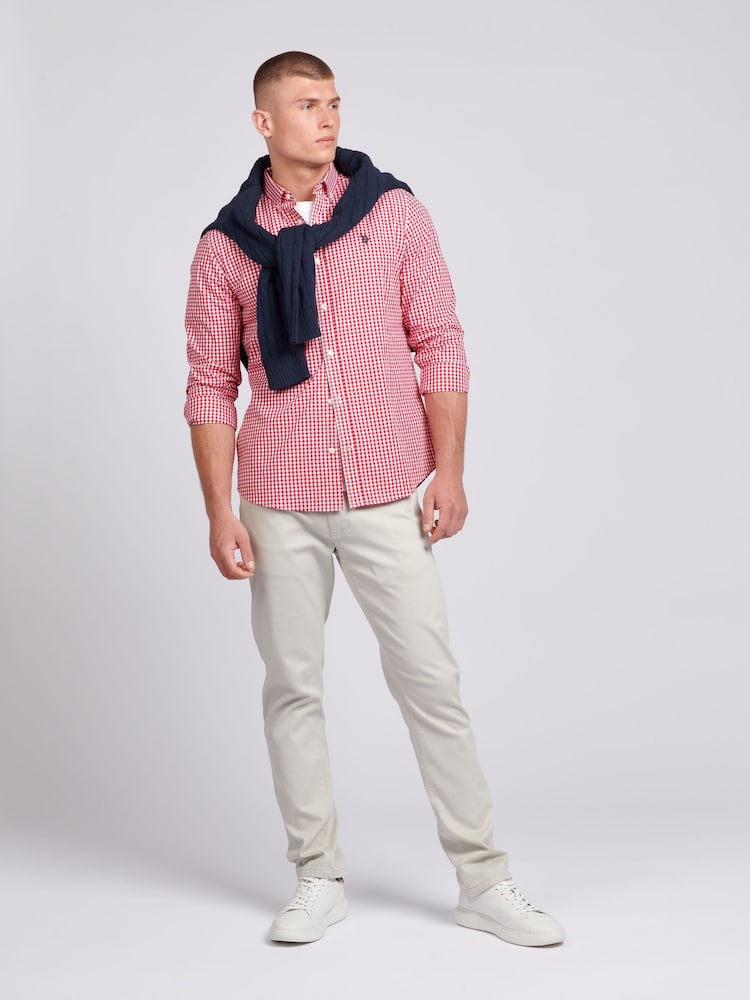 Červená - US Polo Assn. Pánská kostkovaná košile ze 100% bavlny - Image 3 of 6