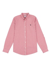 U.S. Polo Assn. Red Mens 100% Cotton Gingham Shirt - Image 5 of 6