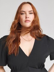 Simply Be Black Lace Trim Satin Tea Blouse - Image 4 of 4