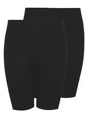 Yours Curve Black Cycling Shorts 2 Pack - Image 6 of 6