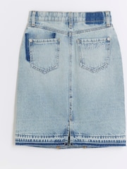 River Island Blue Girls Patchwork Midi Skirt - Image 3 of 4