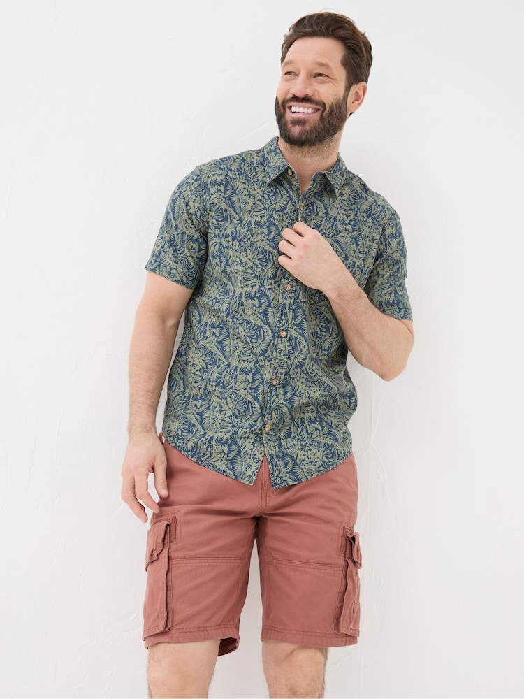 FatFace Green Short Sleeve Jungle Print Shirt - Image 1 of 5 FatFace Green Short Sleeve Jungle Print Shirt - Image 1 of 5