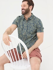 FatFace Green Short Sleeve Jungle Print Shirt - Image 4 of 5