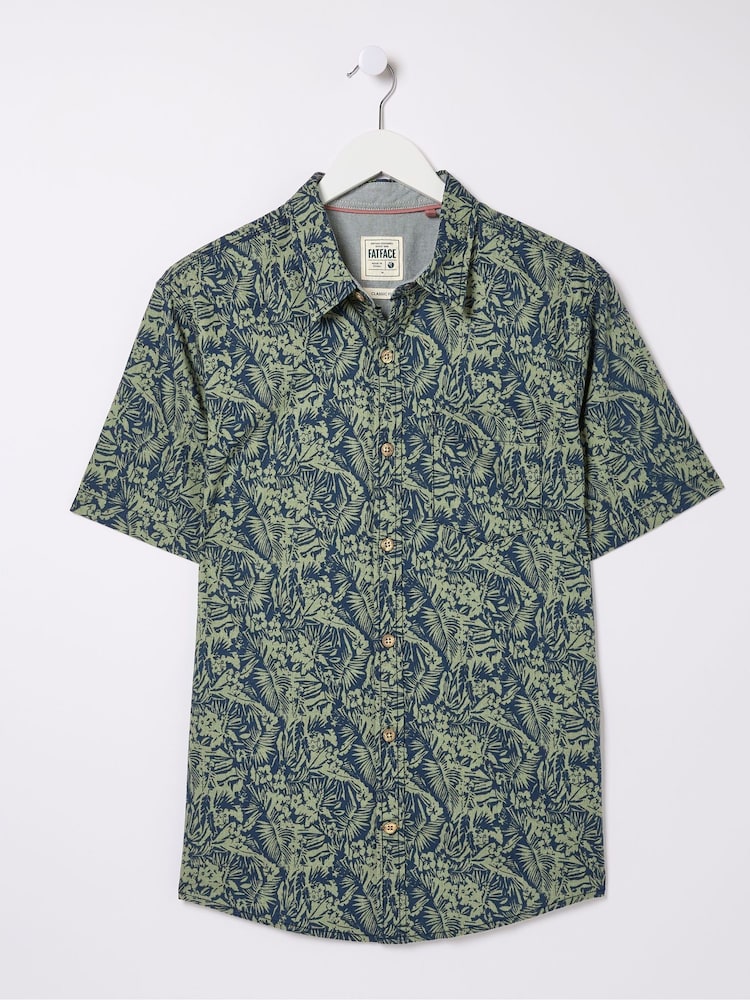 FatFace Green Short Sleeve Jungle Print Shirt - Image 5 of 5 FatFace Green Short Sleeve Jungle Print Shirt - Image 5 of 5