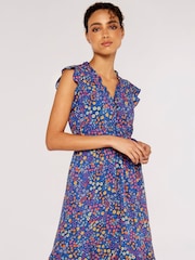 Apricot Blue Ditsy Floral Ruffle Mini Dress - Image 1 of 4