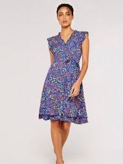 Apricot Blue Ditsy Floral Ruffle Mini Dress - Image 2 of 4