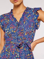 Apricot Blue Ditsy Floral Ruffle Mini Dress - Image 3 of 4