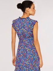 Apricot Blue Ditsy Floral Ruffle Mini Dress - Image 4 of 4