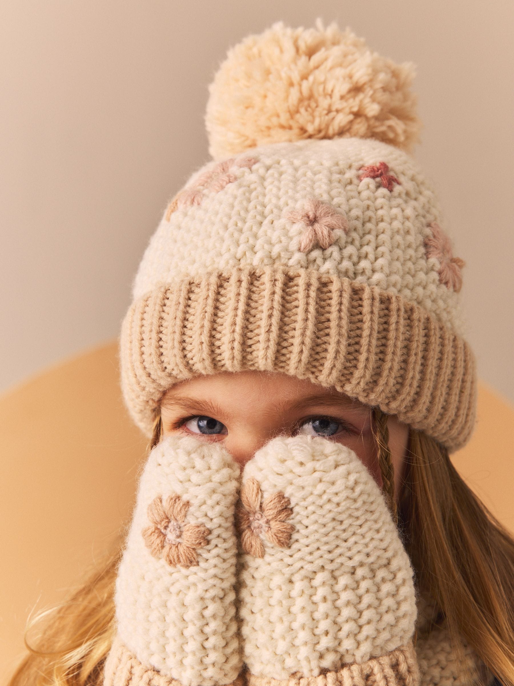 Buy Natural Flower Hat Mittens And Scarf Set 1 6yrs from Next Luxembourg