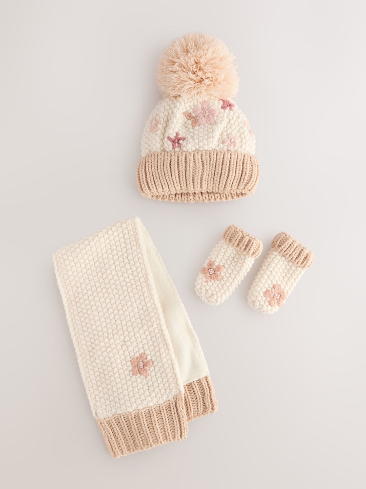 Natural Flower Hat Mittens And Scarf Set (1-13yrs) - Image 4 of 7