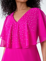 Roman Pink Embellished Midi Cape Dress - Image 5 of 5