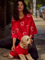 Red Candy Cane Heart Knitted Christmas Jumper - Image 1 of 10