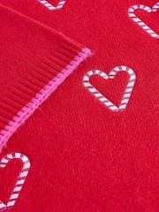 Red Candy Cane Heart Knitted Christmas Jumper - Image 10 of 10