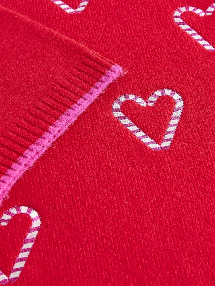 Red Candy Cane Heart Knitted Christmas Jumper - Image 10 of 10 Red Candy Cane Heart Knitted Christmas Jumper - Image 10 of 10