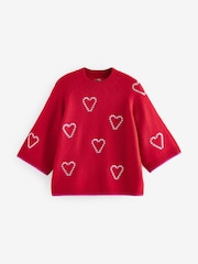 Red Candy Cane Heart Knitted Christmas Jumper - Image 7 of 10
