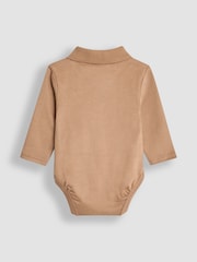 JoJo Maman Bébé Mocha Brown Plain Long Sleeve Polo Shirt Bodysuit - Image 2 of 3