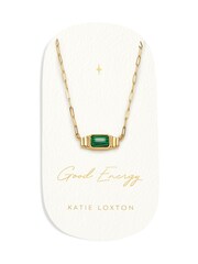 Katie Loxton Gold Tone Good Energy Waterproof Malachite Necklace - Image 2 of 4