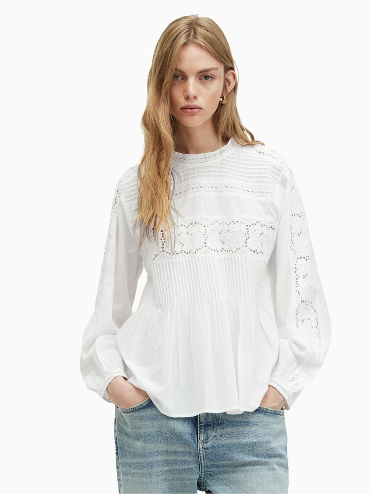 AllSaints White Elaia Embroidered Top - Image 1 of 5
