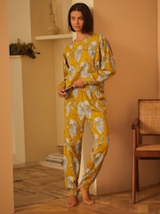 B By Ted Baker Green Leopard Print 100% Cotton Interlock Pyjamas Set - Image 3 of 8