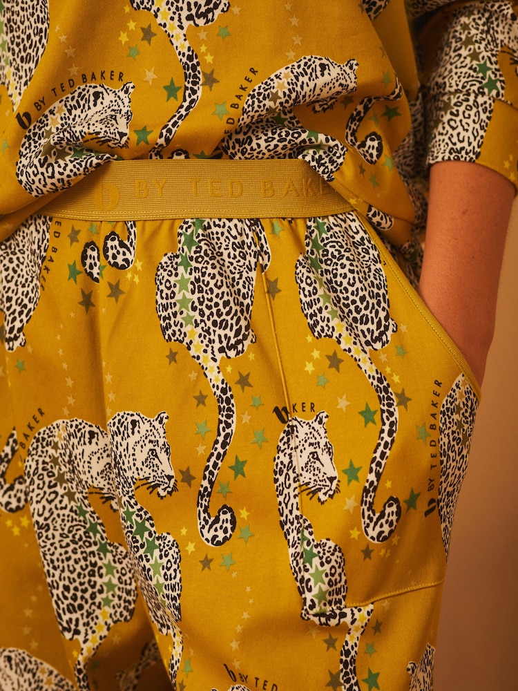 B By Ted Baker Green Leopard Print 100% Cotton Interlock Pyjamas Set - Image 8 of 8