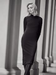 The Set Black/Berry Red/Slate Grey 3 Pack Ribbed Turtle Neck Long Sleeve Bodycon Dresses - Image 3 of 7