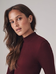 The Set Black/Berry Red/Slate Grey 3 Pack Ribbed Turtle Neck Long Sleeve Bodycon Dresses - Image 6 of 7