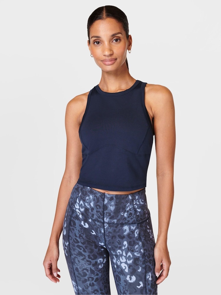 Sweaty Betty Navy Blue All Day Racerback Crop Tank - Image 1 of 6 Sweaty Betty Navy Blue All Day Racerback Crop Tank - Image 1 of 6