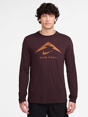 Nike Red Dri-FIT Long-Sleeve Trail Running T-Shirt - Image 1 of 3