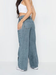 PixieGirl Petite Blue 100% Cotton Seam Front Wide Leg Jeans - Image 3 of 6