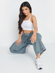 PixieGirl Petite Blue 100% Cotton Seam Front Wide Leg Jeans - Image 5 of 6