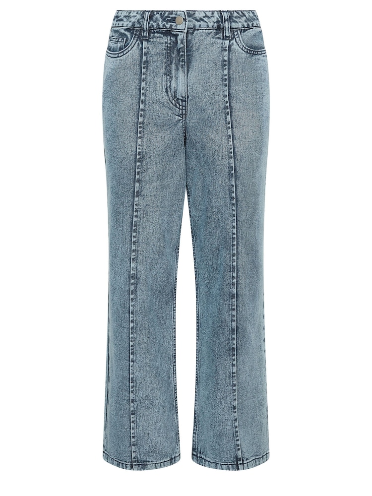 PixieGirl Petite Blue 100% Cotton Seam Front Wide Leg Jeans - Image 6 of 6